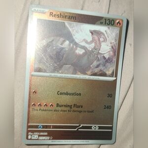 Pokemon Reshiram Trading Card - Silver and Red